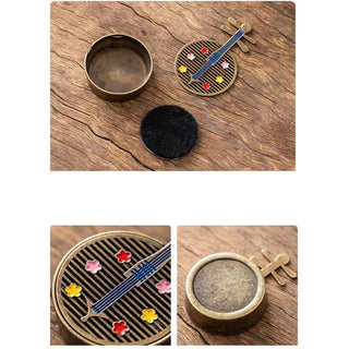 Buddha Gift Small Mini Gourd Fan Pipa Copper Alloy Incense Burner Decoration With Incense