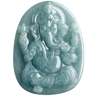 Buddha Gift Natural Jade Ganesh Ganpati Elephant Protection Amulet Necklace Pendant