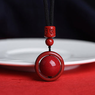 Buddha Gift Cinnabar Om Mani Padme Hum PiXiu Blessing Lucky Bead Necklace Pendant