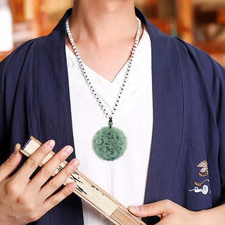 Buddha Gift Chinese Zodiac Dragon Jade Fortune Necklace String Pendant