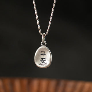 Buddha Gift 999 Sterling Silver Peace And Joy Fu Character Luck Fortune 925 Sterling Silver Chain Necklace Pendant