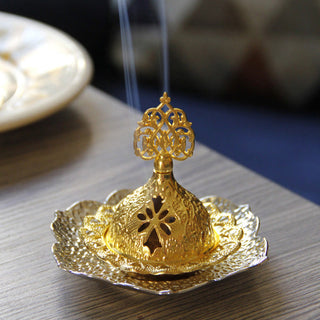 Buddha Gift Gold Leaf Coaster Spiritual Mini Alloy Metal Incense Burner