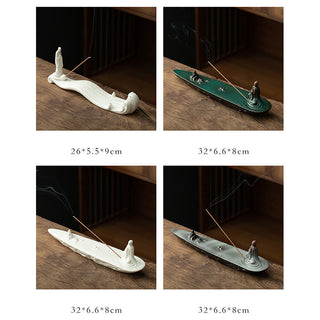 Buddha Gift Buddha Monk Ceramic Sea Wave Mountain Blessing Incense Burner Decoration