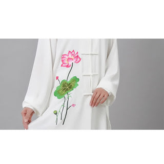 Buddha Gift Lotus Flower Leaf Pattern Tai Chi Meditation Prayer Spiritual Zen Practice Clothing Women's Set