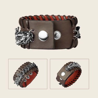 Buddha Gift Dragon Leather Protection Weave Bracelet