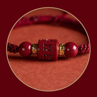 Buddha Gift Tibet Cinnabar Om Mani Padme Hum Engraved Blessing Braided Bracelet