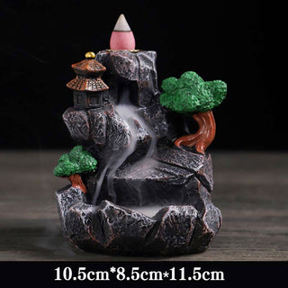 Buddha Gift Mountain Bridges Pattern Meditation Resin Backflow Incense Burner