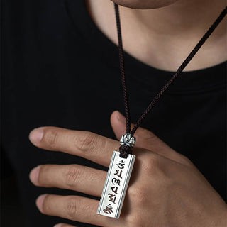 Buddha Gift 999 Sterling Silver Om Mani Padme Hum Engraved Lotus Wisdom Necklace Pendant