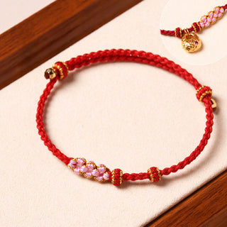 Buddha Gift Handmade Peach Blossom Protection Braided Rope Bracelet