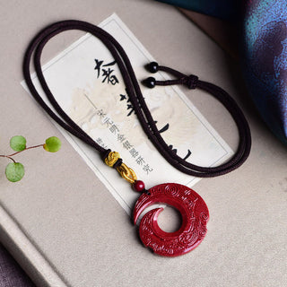 Buddha Gift One's Luck Improves Design Patern Natural Cinnabar Blessing Necklace Pendant