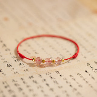 Buddha Gift Strawberry Crystal Beads Luck Red String Anklet