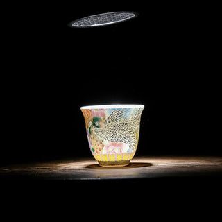 Buddha Gift Dragon Phoenix Flowers Ceramic Teacup Kung Fu Tea Cup 50ml