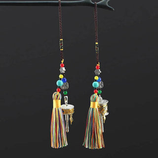 Buddha Gift Tibet Om Mani Padme Hum Prayer Wheel Tassel Bag Car Hanging Decoration