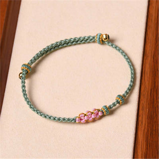 Buddha Gift Handmade Peach Blossom Protection Braided Rope Bracelet