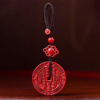 Buddha Gift Natural Cinnabar Mountain Ghosts Spend Money Bagua Blessing Necklace Pendant Key Chain