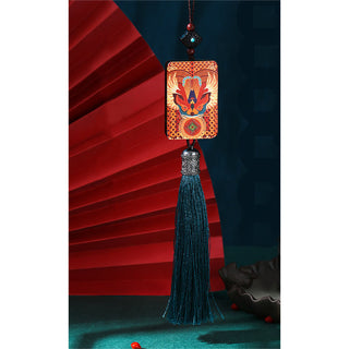 Buddha Gift PiXiu Ebony Wood Luck Wealth Tassel Car Hanging Decoration