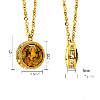 Buddha Gift Tibetan Yellow God Of Wealth Green Tara Buddha Serenity Titanium Steel Necklace Pendant