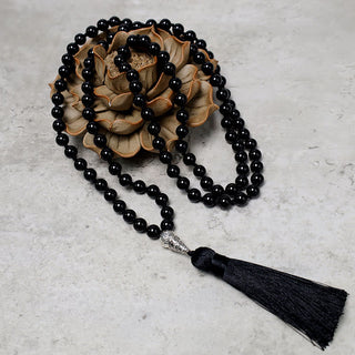 Buddha Gift 108 Mala Black Onyx Beads Yoga Meditation Prayer Beads Necklace
