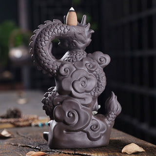 Buddha Gift Dragon Buddha Auspicious Clouds Purple Clay Healing Incense Burner Decoration