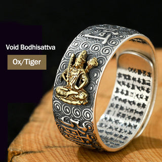 Buddha Gift Chinese Zodiac Natal Buddha Wealth Luck Adjustable Ring