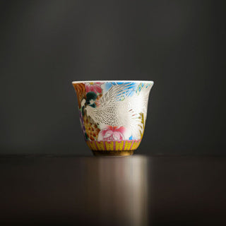 Buddha Gift Dragon Phoenix Flowers Ceramic Teacup Kung Fu Tea Cup 50ml