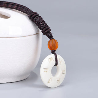 Buddha Gift Ivory Fruit Om Mani Padme Hum Engraved Protection Necklace Pendant
