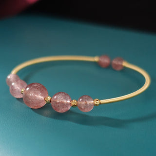 Buddha Gift Natural Strawberry Quartz Love Healing Bracelet Bangle