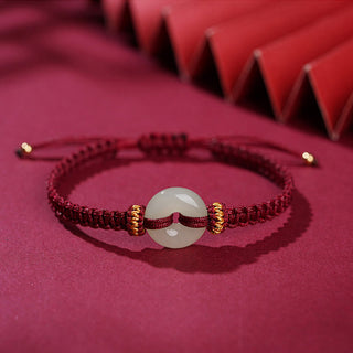 Buddha Gift Peace Buckle Jade Abundance Braided Bracelet
