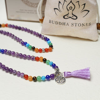 Buddha Gift Healing Crystal Mala Prayer Beads 108 Meditation Healing Multilayer Bracelet Necklace