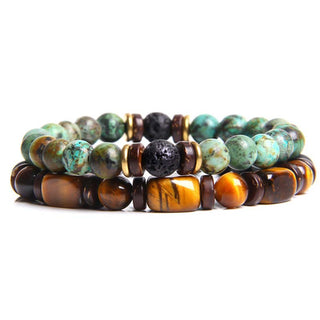 Buddha Gift 2PCS Healing Crystal Emperor Stone Tiger Eye Bead Bracelet