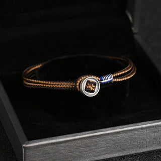 Buddha Gift  925 Sterling Silver Handmade Button Protection Weave String Bracelet
