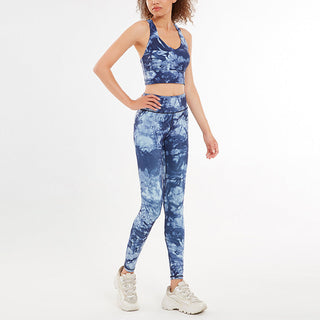 Buddha Gift 2Pcs Floral Flowers Print Crop Tank Top Pants Sports Gym Outfits Fitness Yoga Women's Yoga Sets