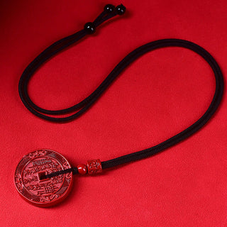 Buddha Gift Natural Cinnabar Mountain Ghosts Spend Money Bagua Blessing Necklace Pendant Key Chain