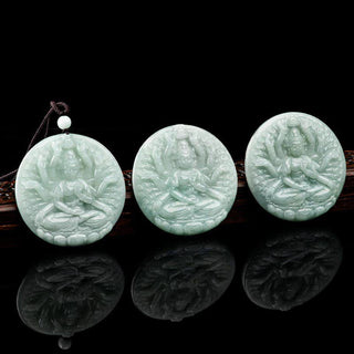 Buddha Gift Thousand-Hand Kwan Yin Avalokitesvara Jade Blessing String Necklace Pendant