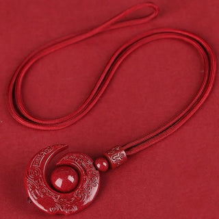 Buddha Gift One's Luck Improves Design Patern Natural Cinnabar Concentration Necklace Pendant