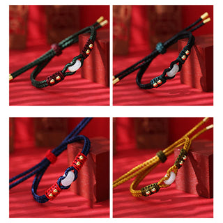 Buddha Gift Round Peace Buckle Jade Abundance Wealth String Bracelet