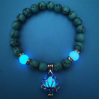 Buddha Gift Tibetan Turquoise Glowstone Luminous Bead Lotus Protection Bracelet