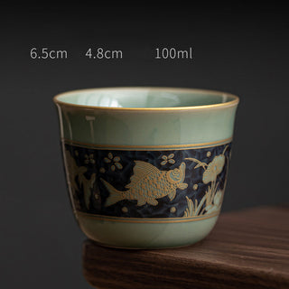 Buddha Gift Butterfly Flower Lotus Koi Fish Plum Blossom Ceramic Teacup Kung Fu Tea Cup 100ml