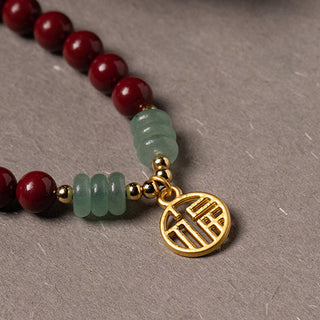 Buddha Gift Cinnabar Green Aventurine Luck Blessing Bracelet