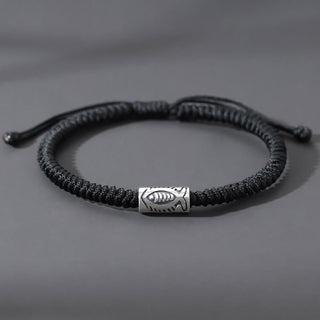 Buddha Gift Tibet Koi Fish Wealth Black String Bracelet