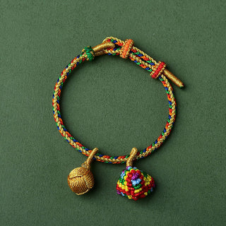 Buddha Gift Colorful Rope Luck Handmade Zongzi Golden Ball Charm Bracelet