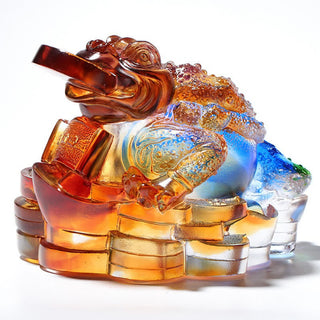 Buddha Gift Feng Shui Frog Handmade Liuli Crystal Art Piece Wealth Home Office Decoration