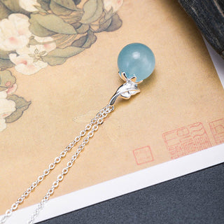 Buddha Gift 925 Sterling Silver Natural Aquamarine Leaf Flower Peace Earrings Necklace