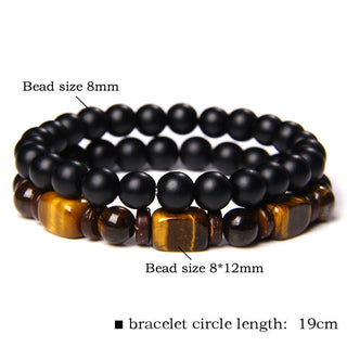 Buddha Gift Tiger Eye Frosted Stone Hematite Courage Bracelet