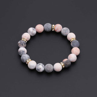 Buddha Gift Anxiety Stress Healing Crystal Zebra Jasper Bead Bracelet