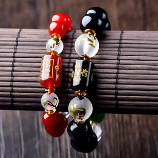 Buddha Gift Chinese Zodiac Feng Shui Obsidian Five-Element Wealth Porsperity Bracelet
