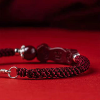 Buddha Gift Handcrafted PiXiu Cinnabar Wealth Luck Braided Bracelet