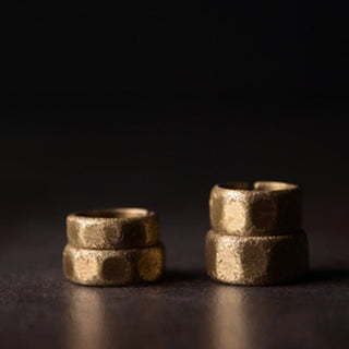 Buddha Gift Tibetan Simple Design Copper Brass Frosted Wealth Ring