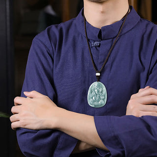 Buddha Gift Natural Jade Ganesh Ganpati Elephant Protection Amulet Necklace Pendant
