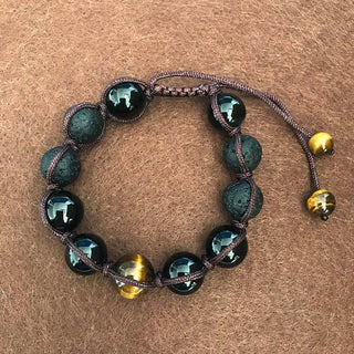 Buddha Gift Lava Rock Tiger Eye Stone Support Healing String Bracelet